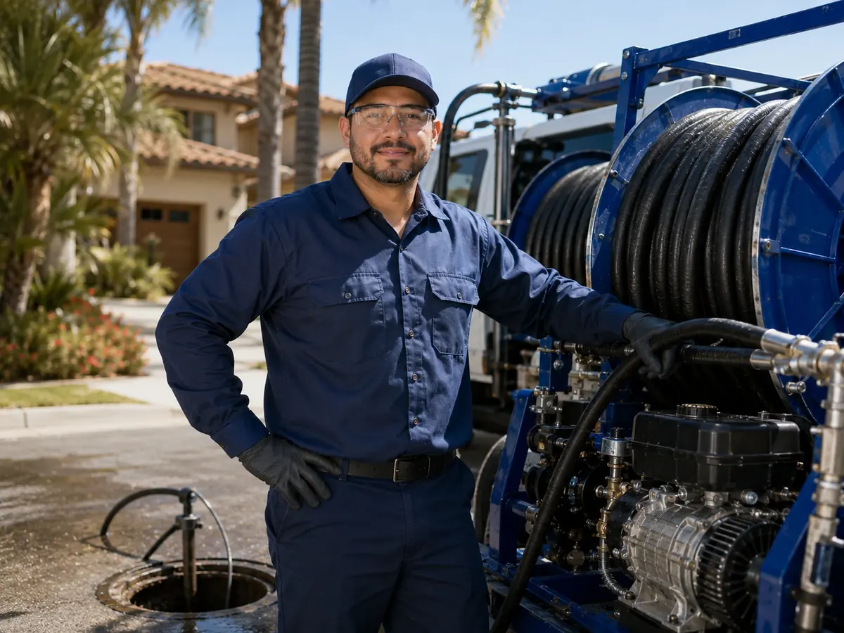 Hydro jet sewer cleaning in Topanga